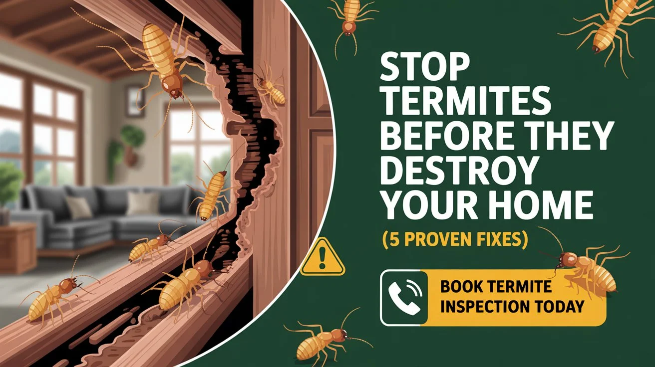 Termites damaging wooden furniture in a Dubai home with visible wood cracks and pest infestation, showing need for termite control treatment